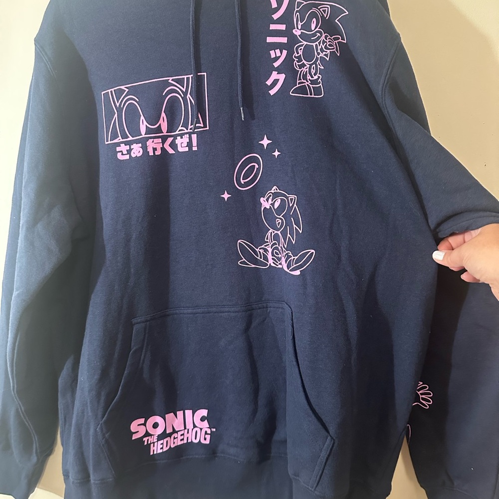 Sonic the Hedgehog Navy Hoodie with Pink Graphics